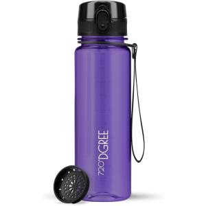 720°DGREE Gourde, Bouteille d’Eau “uberBottle“ +Tamis-Fruits – 350ml, 500ml, 650ml, 1l, 1,5l, 2l – Sans BPA, Étanche, Anti-Fuite, Réutilisable, Légère – Idéal pour École, Sport, Fitness, Gym, Travail(19 Ultra Violet – Violet | Crystalclear)