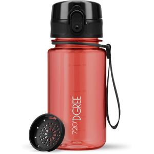 720°DGREE Gourde, Bouteille d’Eau “uberBottle“ +Tamis-Fruits – 350ml, 500ml, 650ml, 1l, 1,5l, 2l – Sans BPA, Étanche, Anti-Fuite, Réutilisable, Légère – Idéal pour École, Sport, Fitness, Gym, Travail(22 Imperial Red – Rouge | Crystalclear)