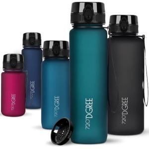 720°DGREE Gourde, Bouteille d’Eau “uberBottle“ +Tamis-Fruits – 350ml, 500ml, 650ml, 1l, 1,5l, 2l – Sans BPA, Étanche, Anti-Fuite, Réutilisable, Légère – Idéal pour École, Sport, Fitness, Gym, Travail(08 Smaragd Green – Vert | Softtouch)