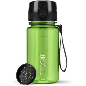 720°DGREE Gourde, Bouteille d’Eau “uberBottle“ +Tamis-Fruits – 350ml, 500ml, 650ml, 1l, 1,5l, 2l – Sans BPA, Étanche, Anti-Fuite, Réutilisable, Légère – Idéal pour École, Sport, Fitness, Gym, Travail(04 Apple Green – Vert | Crystalclear)
