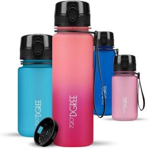 720°DGREE Gourde, Bouteille d’Eau “uberBottle“ +Tamis-Fruits – 350ml, 500ml, 650ml, 1l, 1,5l, 2l – Sans BPA, Étanche, Anti-Fuite, Réutilisable, Légère – Idéal pour École, Sport, Fitness, Gym, Travail(34 Flamingo Pink + Fuchsia Pink | Softtouch)