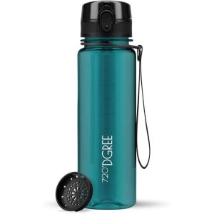 720°DGREE Gourde, Bouteille d’Eau “uberBottle“ +Tamis-Fruits – 350ml, 500ml, 650ml, 1l, 1,5l, 2l – Sans BPA, Étanche, Anti-Fuite, Réutilisable, Légère – Idéal pour École, Sport, Fitness, Gym, Travail(08 Smaragd Green – Vert | Crystalclear)