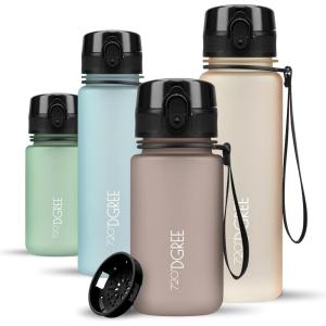 720°DGREE Gourde, Bouteille d’Eau “uberBottle“ +Tamis-Fruits – 350ml, 500ml, 650ml, 1l, 1,5l, 2l – Sans BPA, Étanche, Anti-Fuite, Réutilisable, Légère – Idéal pour École, Sport, Fitness, Gym, Travail(Nougat Brown – Marron | Softtouch)