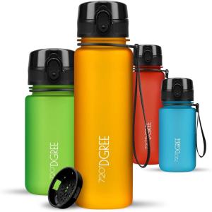 720°DGREE Gourde, Bouteille d’Eau “uberBottle“ +Tamis-Fruits – 350ml, 500ml, 650ml, 1l, 1,5l, 2l – Sans BPA, Étanche, Anti-Fuite, Réutilisable, Légère – Idéal pour École, Sport, Fitness, Gym, Travail(03 Honey Yellow – Jaune | Softtouch)