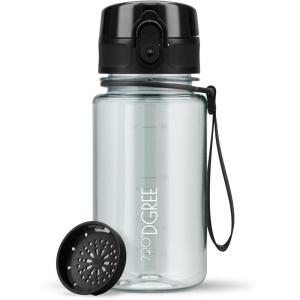 720°DGREE Gourde, Bouteille d’Eau “uberBottle“ +Tamis-Fruits – 350ml, 500ml, 650ml, 1l, 1,5l, 2l – Sans BPA, Étanche, Anti-Fuite, Réutilisable, Légère – Idéal pour École, Sport, Fitness, Gym, Travail(02 Transparent – Tranparent | Crystalclear)