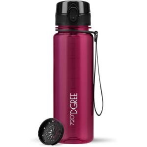 720°DGREE Gourde, Bouteille d’Eau “uberBottle“ +Tamis-Fruits – 350ml, 500ml, 650ml, 1l, 1,5l, 2l – Sans BPA, Étanche, Anti-Fuite, Réutilisable, Légère – Idéal pour École, Sport, Fitness, Gym, Travail(23 Lavish Plum – Prune | Crystalclear)