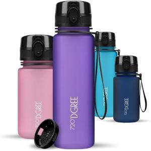 720°DGREE Gourde, Bouteille d’Eau “uberBottle“ +Tamis-Fruits – 350ml, 500ml, 650ml, 1l, 1,5l, 2l – Sans BPA, Étanche, Anti-Fuite, Réutilisable, Légère – Idéal pour École, Sport, Fitness, Gym, Travail(19 Ultra Violet – Violet | Softtouch)