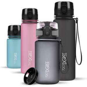 720°DGREE Gourde, Bouteille d’Eau “uberBottle“ +Tamis-Fruits – 350ml, 500ml, 650ml, 1l, 1,5l, 2l – Sans BPA, Étanche, Anti-Fuite, Réutilisable, Légère – Idéal pour École, Sport, Fitness, Gym, Travail(01 Stone Gray – Gris | Softtouch)