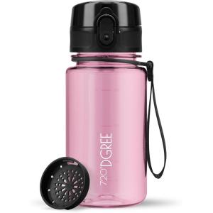 720°DGREE Gourde, Bouteille d’Eau “uberBottle“ +Tamis-Fruits – 350ml, 500ml, 650ml, 1l, 1,5l, 2l – Sans BPA, Étanche, Anti-Fuite, Réutilisable, Légère – Idéal pour École, Sport, Fitness, Gym, Travail(20 Rose – Rose | Crystalclear)