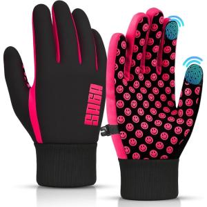 Gant Équitation Enfant | Gants Enfant Hiver 8 Ans & Gant de Neige Enfant | Gants Ski Enfant 5 Ans Résistants à l’Eau, Tactiles & Antidérapants | Chauds et Lavables en Machine(rose)