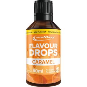 IronMaxx Flavour Drops – Vanille 50ml | Arôme alimentaire liquide zéro sucre & zéro calorie | Arômes végétaliens pour sucrer aliments, yaourt, café & desserts(Caramel)