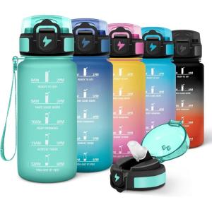Motswedi Gourde Enfant, 500ml avec Paille, Gourde Sport, Réutilisable, Anti-Fuite, Bouteille, avec Marqueur de Temps, Bouteille d&rsquo;eau, pour École, Fitness, Yoga, Sport, Bleu vert 3245C(Bleu Vert 3245c)