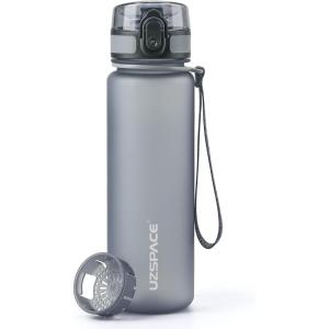 UZSPACE Gourde Sport – 500ml/800ml/1l/1,5l- sans BPA Tritan lastique, Gourde Enfant anti fuite Reutilisable, Bouteille d&rsquo;eau sport pour École, velo,Voyage, Adulte(Gris)