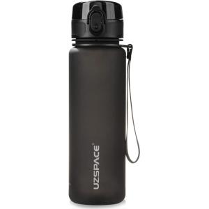 UZSPACE Gourde Sport – 500ml/800ml/1l/1,5l- sans BPA Tritan lastique, Gourde Enfant anti fuite Reutilisable, Bouteille d&rsquo;eau sport pour École, velo,Voyage, Adulte(Noir Classique)