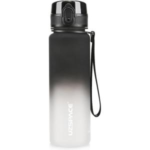 UZSPACE Gourde Sport – 500ml/800ml/1l/1,5l- sans BPA Tritan lastique, Gourde Enfant anti fuite Reutilisable, Bouteille d&rsquo;eau sport pour École, velo,Voyage, Adulte(Noir et Blanc)