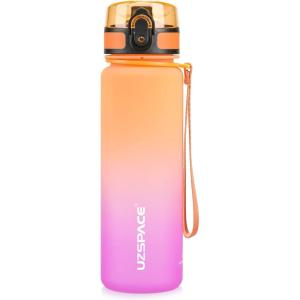 UZSPACE Gourde Sport – 500ml/800ml/1l/1,5l- sans BPA Tritan lastique, Gourde Enfant anti fuite Reutilisable, Bouteille d&rsquo;eau sport pour École, velo,Voyage, Adulte(Orange et Violet)