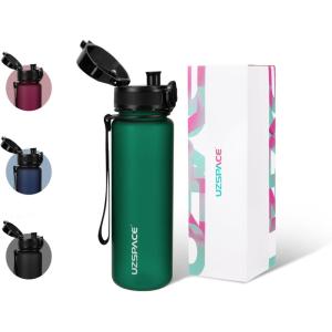 UZSPACE Gourde Sport – 500ml/800ml/1l/1,5l- sans BPA Tritan lastique, Gourde Enfant anti fuite Reutilisable, Bouteille d&rsquo;eau sport pour École, velo,Voyage, Adulte(Vert Vif)