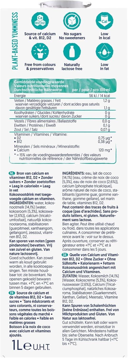 image:imageAlpro Boisson Vgtale Coco Sans Sucres 1L Lot de 8x1L