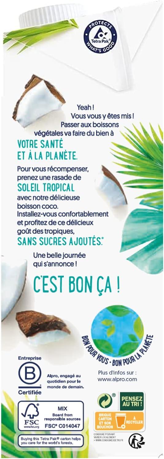 image:imageAlpro Boisson Vgtale Lait dAmande Non Grille Sans Sucres 1L Lot de 8x1LCoco