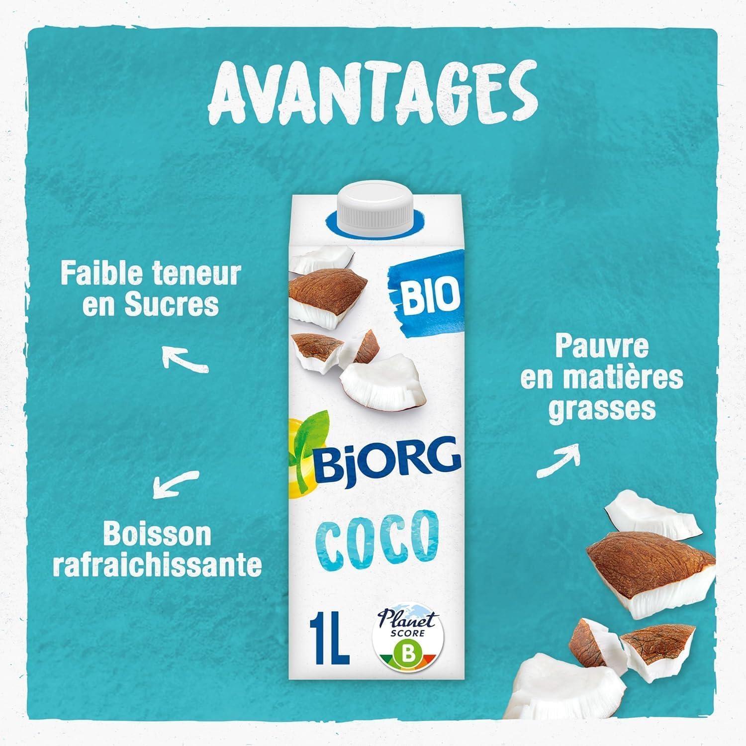 image:imageBJORG Boisson Coco Sans Sucres Boisson Vgtale Bio Pauvre En matires grasses 1 L x 6Coco Nature 1L