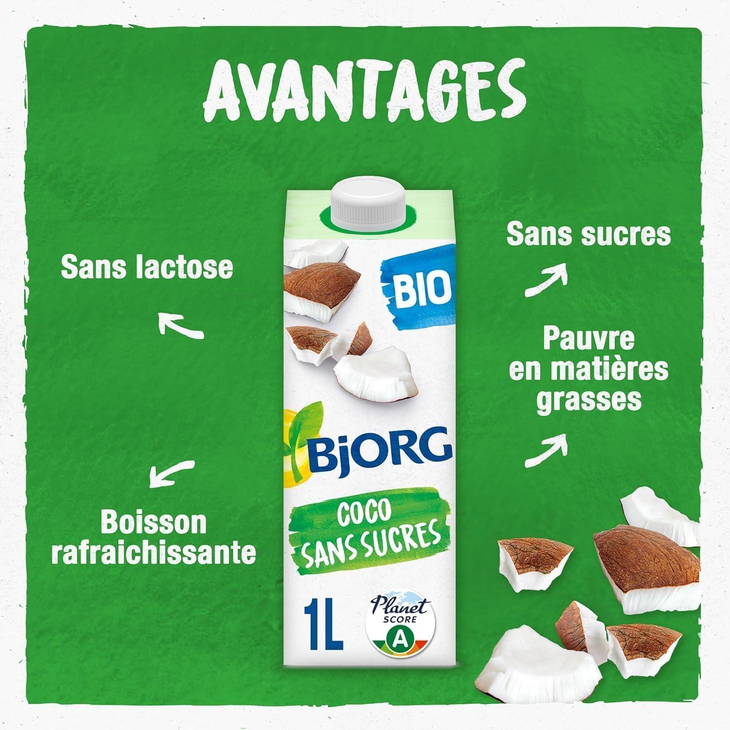 image:imageBJORG Boisson Coco Sans Sucres Boisson Vgtale Bio Pauvre En matires grasses 1 L x 6Sans Sucres x6