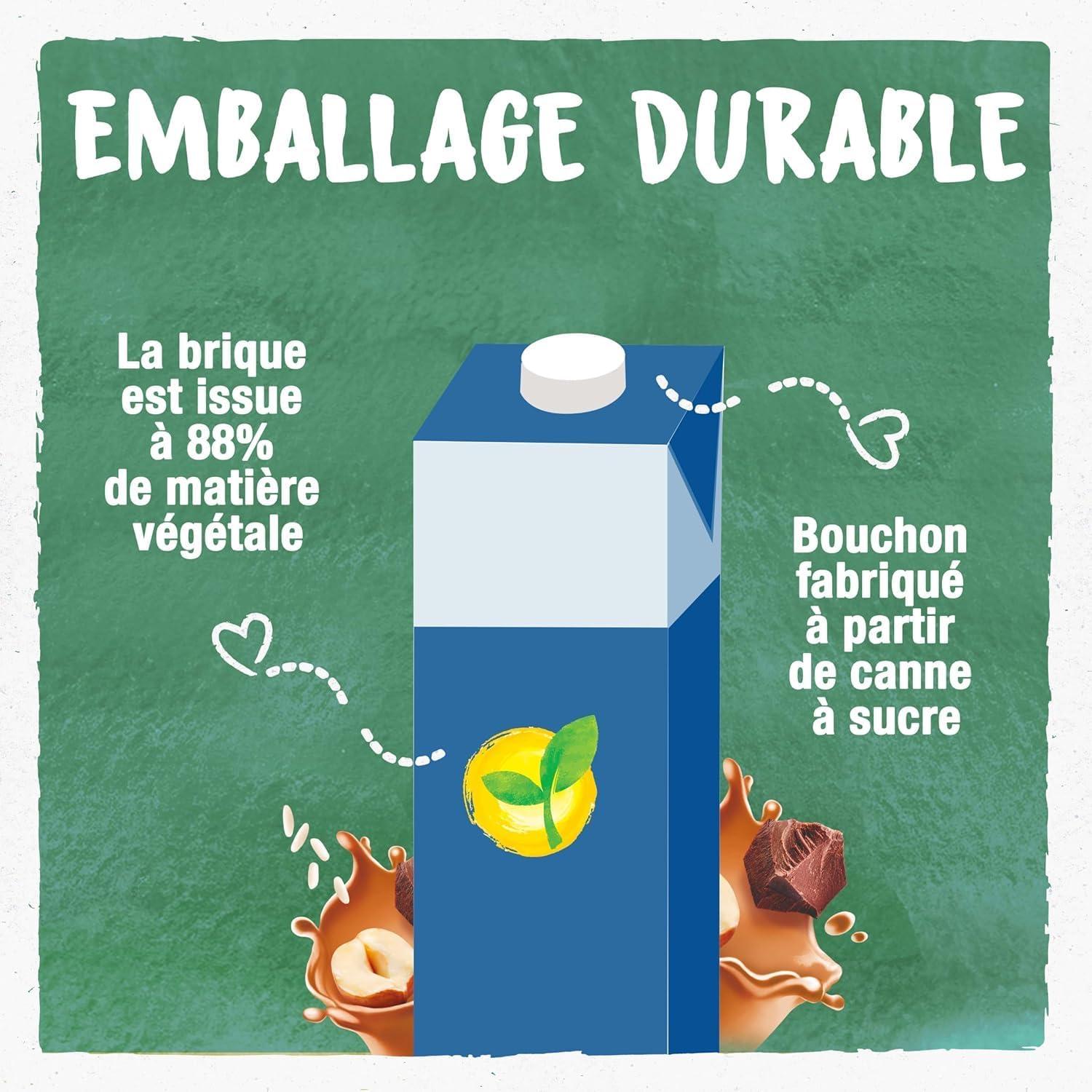 image:imageBJORG Boisson Riz Sans Sucres Boisson Vgtale Bio Pauvre en Acides Gras Saturs Boire et Cuisiner PetitDjeuner Et Goter 1 LChocolatNoisette 2 x 1 L