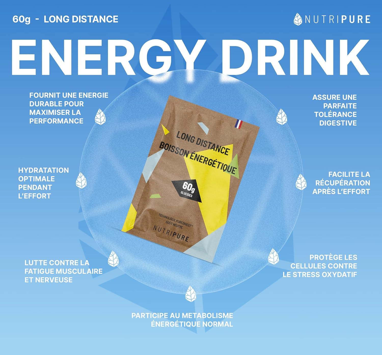 image:imageBoisson nergtique Long Distance 60g Formule experte pour les efforts gt1h30 60g de glucides BCAA lectrolytes pour performance et confort digestif