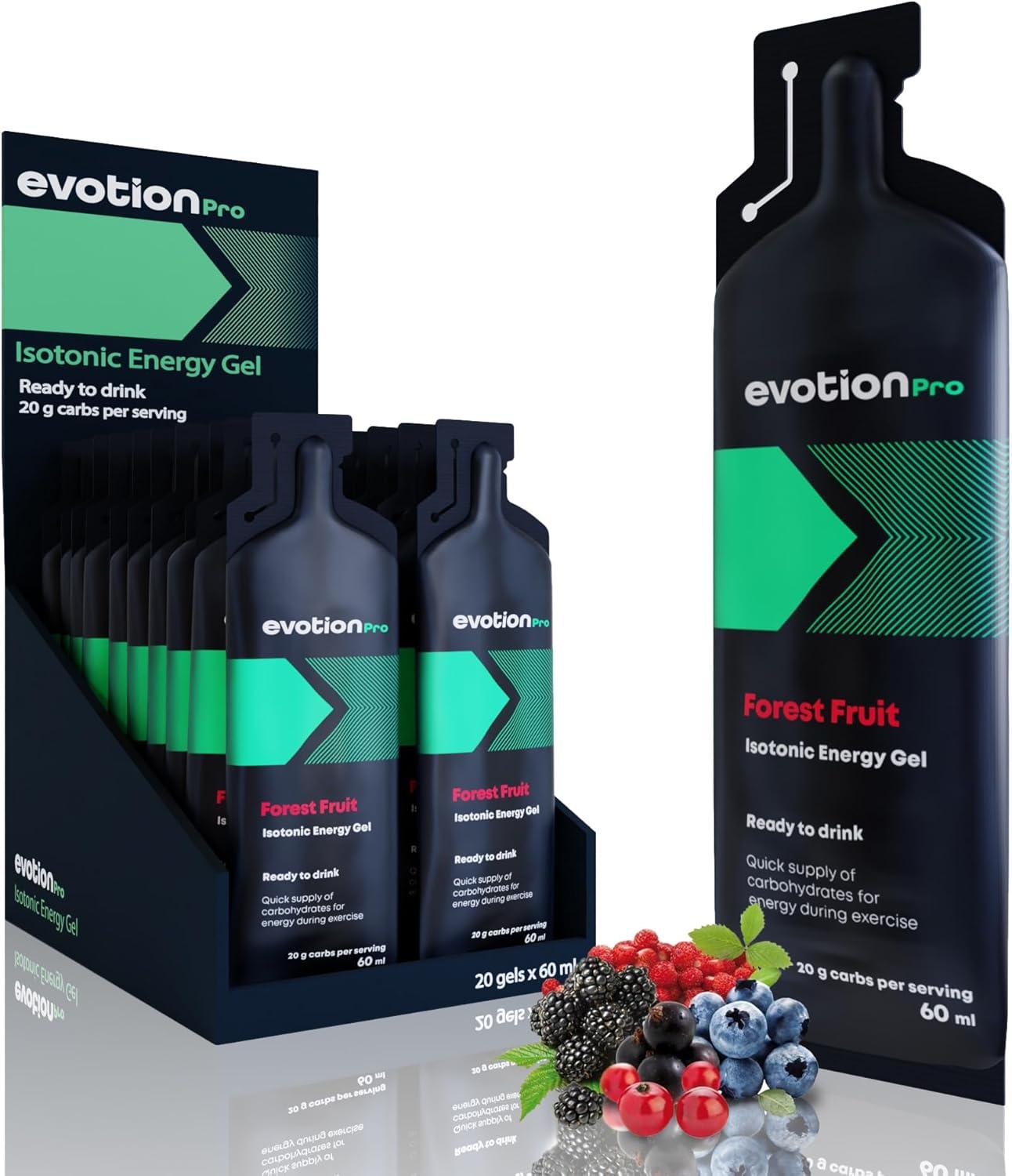 image:imageEVOTION PRO Gel Energetique Isotonique Lot de 5 60ml Dhydratation adquat Activer votre Esprit et vos Muscles Gel Base de Maltodextrine Vegane Fruit de BoisFruit de Bois