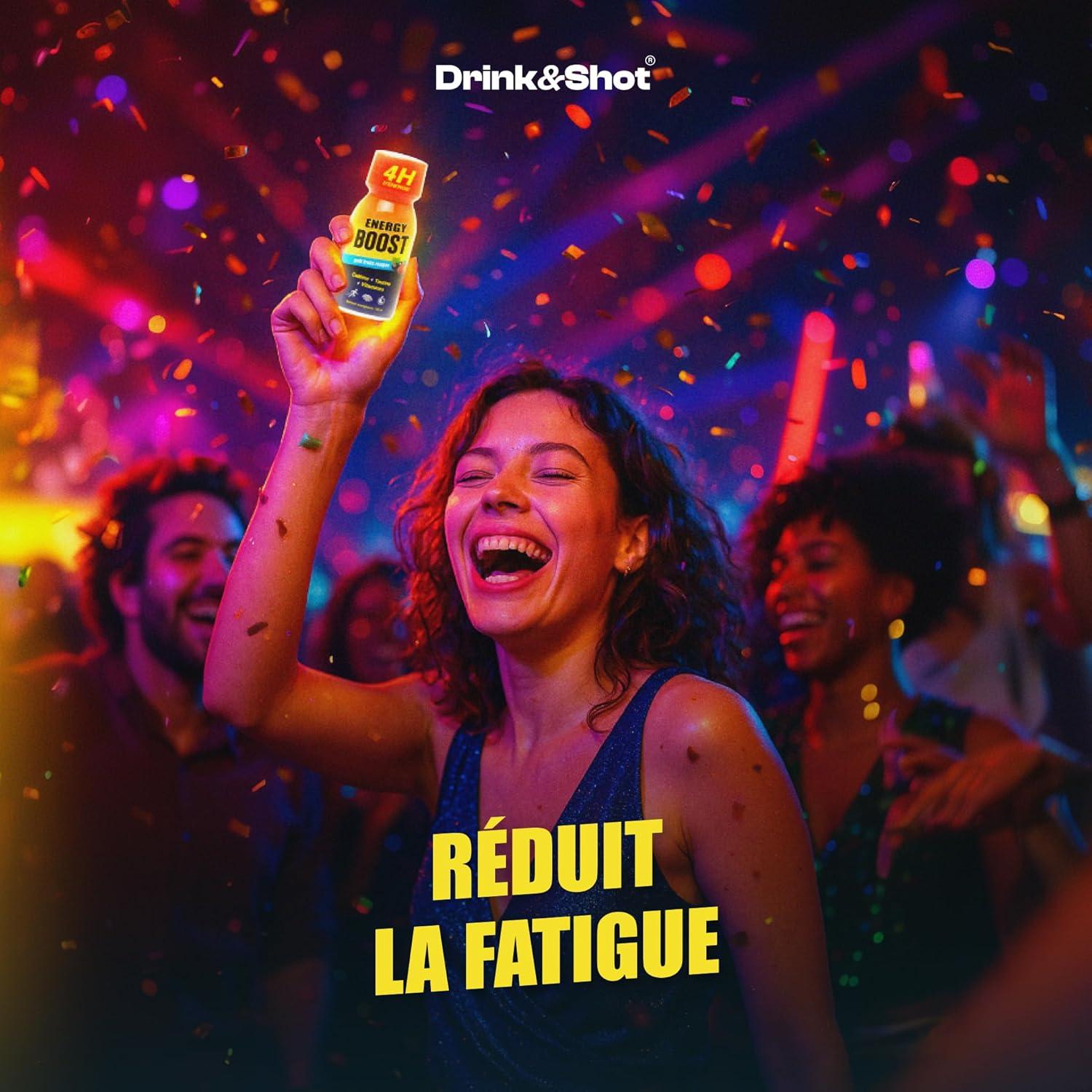 image:imageEnergy Boost DRINKampSHOT Shot nergisant 50ml x12 Boisson Sans Sucres Got fruits rouges Concentr taurine cafine vitamines B Made in FrancePack de 12