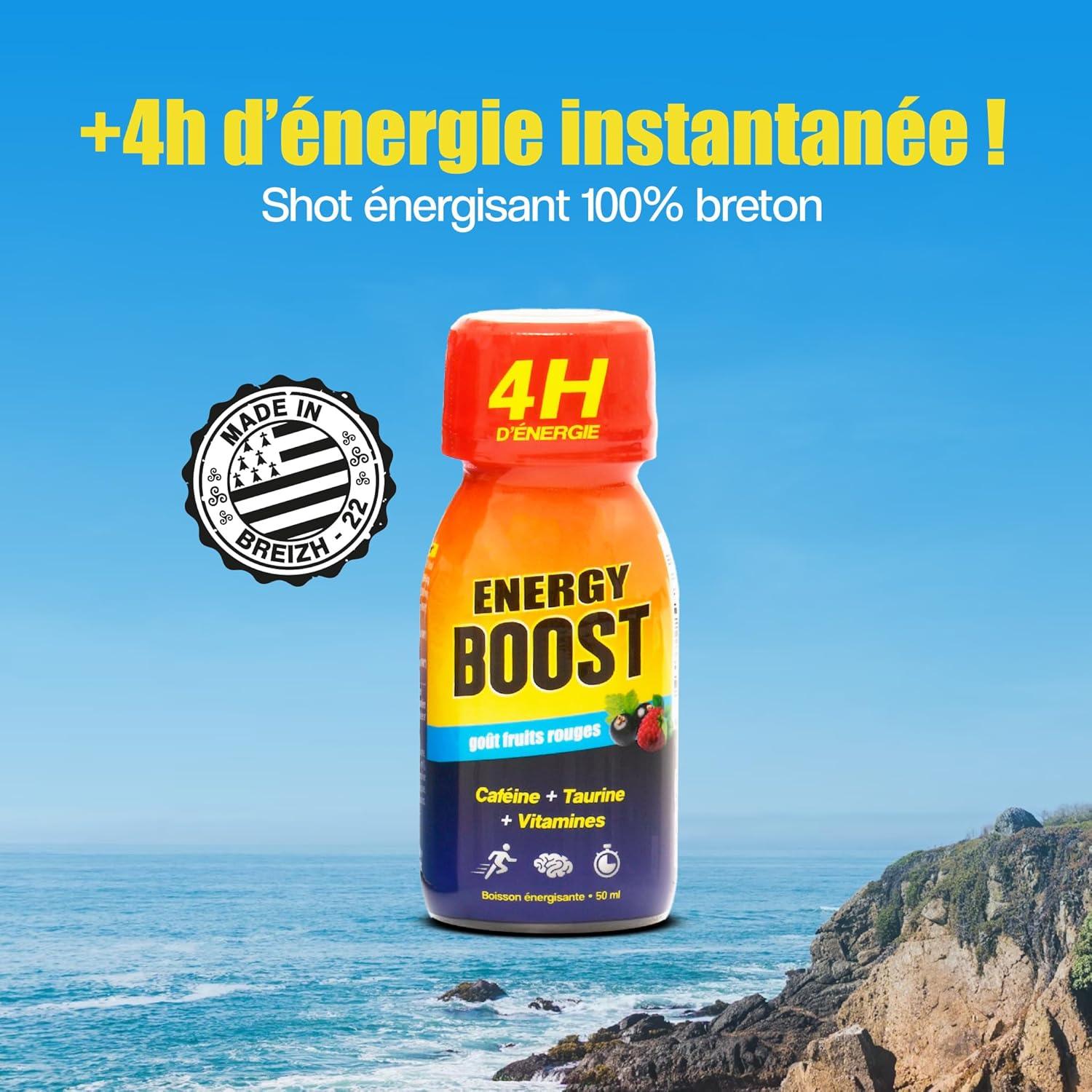image:imageEnergy Boost DRINKampSHOT Shot nergisant 50ml x12 Boisson Sans Sucres Got fruits rouges Concentr taurine cafine vitamines B Made in FrancePack de 12