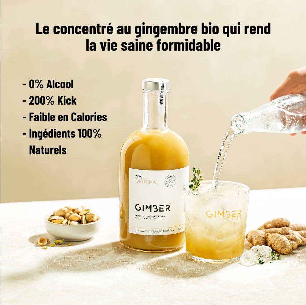 image:imageGIMBER N1 700 ml Original Concentr de gingembre biologique base de gingembre citron et pices Sans alcool 100 biologique Pour cocktail ou boire pur