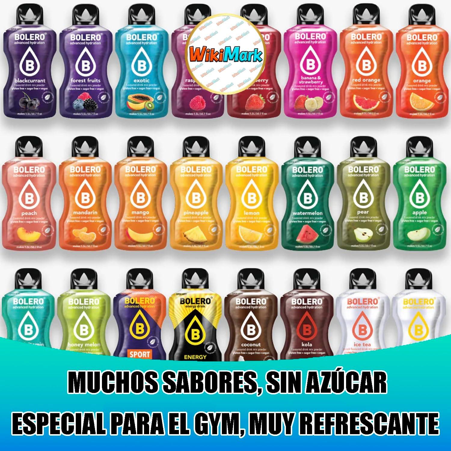 image:imageLot de boissons Bolero 24 sachets de 9 g Saveur COLA Hydratant la vitamine C sans sucre Carte de 100 conseils sant et mode de vie sain x WikiMark 24 sachets Carte de 100 conseils COLA