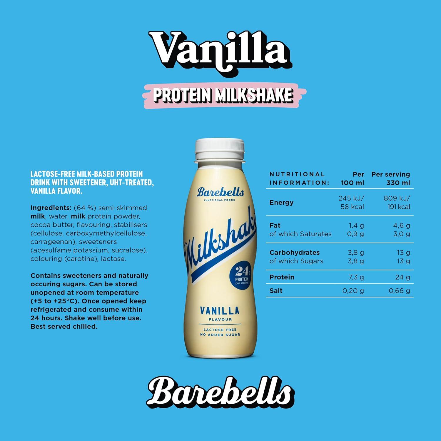 image:imageMilkshake protin Barebells Cookies amp Cream 8 x 330 ml 24 g de protines Sans sucre ajout Sans lactose Boisson onctueuse au dlicieux got cookies amp creamVanille