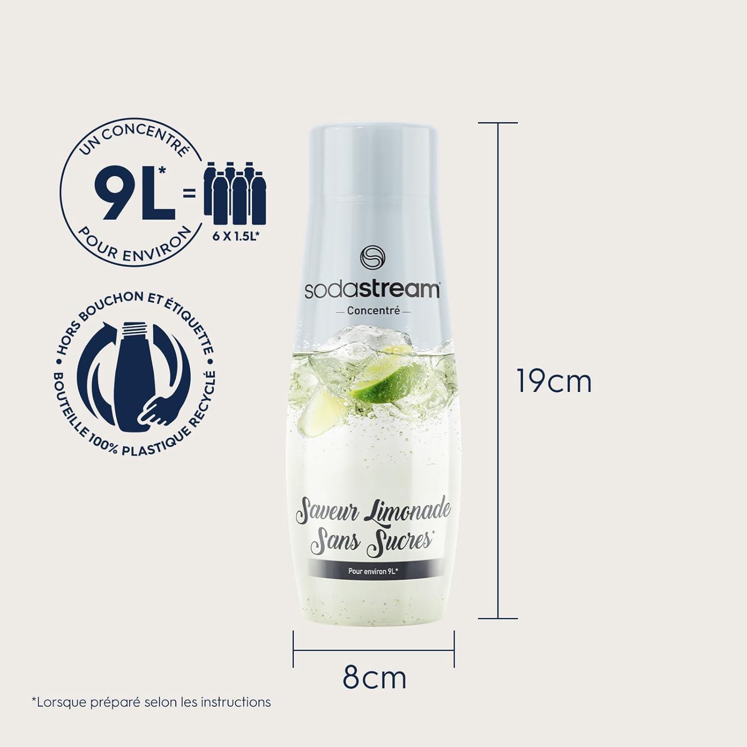 image:imageSodaStream Concentr Limonade Sans Sucres pour Machine Eau Ptillante et Soda Prparez jusqu 9 Litres de Limonade en Quelques Secondes 440ml Lot de 2Limonade Sans Sucres