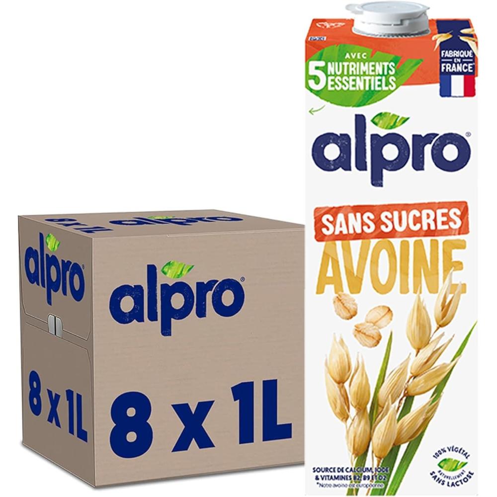 image:imageAlpro Boisson Vgtale Avoine Sans Sucres 1L Lot de 8x1L