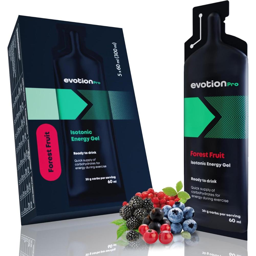 image:imageEVOTION PRO Gel Energetique Isotonique Lot de 5 60ml Dhydratation adquat Activer votre Esprit et vos Muscles Gel Base de Maltodextrine Vegane Fruit de BoisFruit de Bois