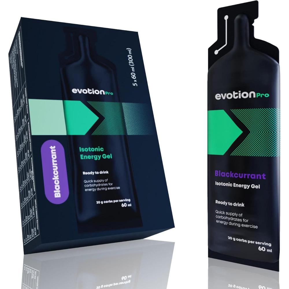 image:imageEVOTION PRO Gel Energetique Isotonique Lot de 5 60ml Dhydratation adquat Activer votre Esprit et vos Muscles Gel Base de Maltodextrine Vegane Fruit de BoisCassis