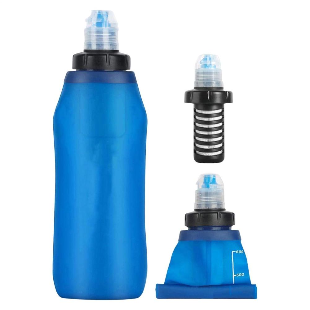 image:imageGourde Filtrante 600ml Filtre Eau Portable Pliable Extrieur Purificateur Deau De Survie Durgence Bouteille De Filtre De Voyage Bouteille Deau Filtrante De Sport Pour Camping Randonne Bleu