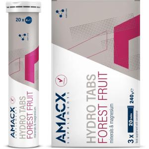 AMACX Hydro Tabs – Comprimés Effervescents – Boisson Isotonique sans Sucre – Électrolytes avec vitamine C et Magnésium – Electrolyte Hydratation pour la Santé et le Sport – Fruits des bois(Fruits des bois)