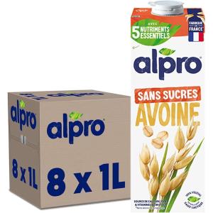 Alpro – Boisson Végétale – Avoine Sans Sucres – 1L – Lot de 8x1L