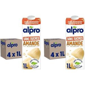 Alpro – Boisson Végétale – Lait d&rsquo;Amande Non Grillée Sans Sucres – 1L – Lot de 8x1L(Lait d&rsquo;amande non grillée sans sucre)