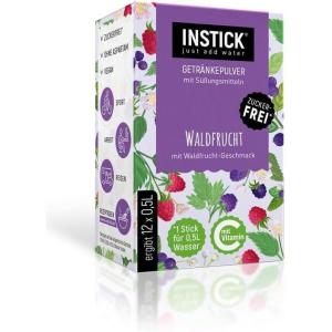 Instick | Boisson instantanée sans sucre – Saveur fruits de la forêt | Lot de 12 pour 0,5 l chacun