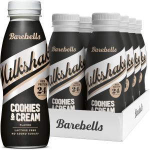Milkshake protéiné Barebells Cookies & Cream 8 x 330 ml | 24 g de protéines | Sans sucre ajouté | Sans lactose | Boisson onctueuse au délicieux goût cookies & cream(Biscuit et crème)