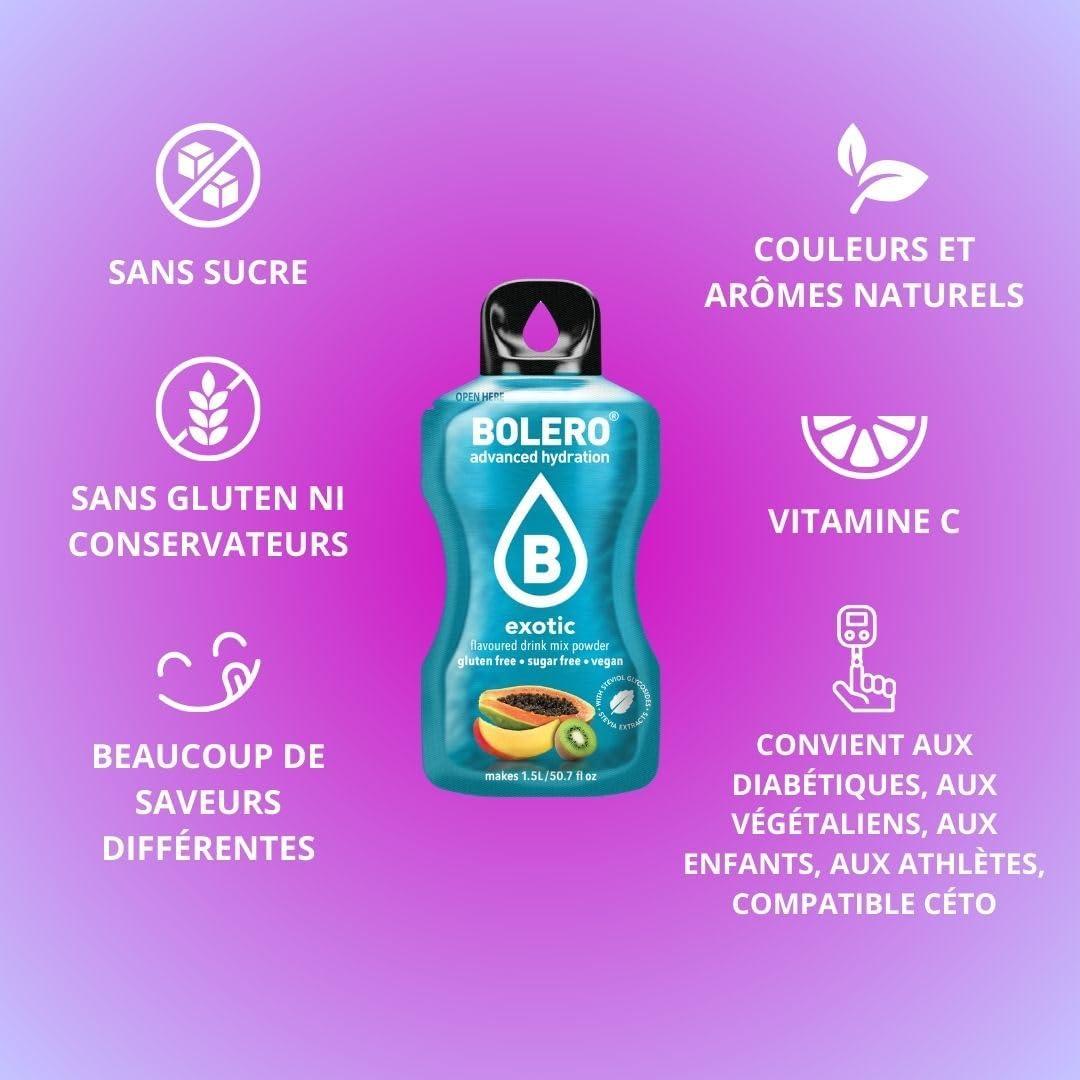 image:imageBolero PEAR 24x3g Jus en poudre sans sucre dulcor la stvia vitamine C pour enfants et sportifs sans gluten vgtalien saveur de poire