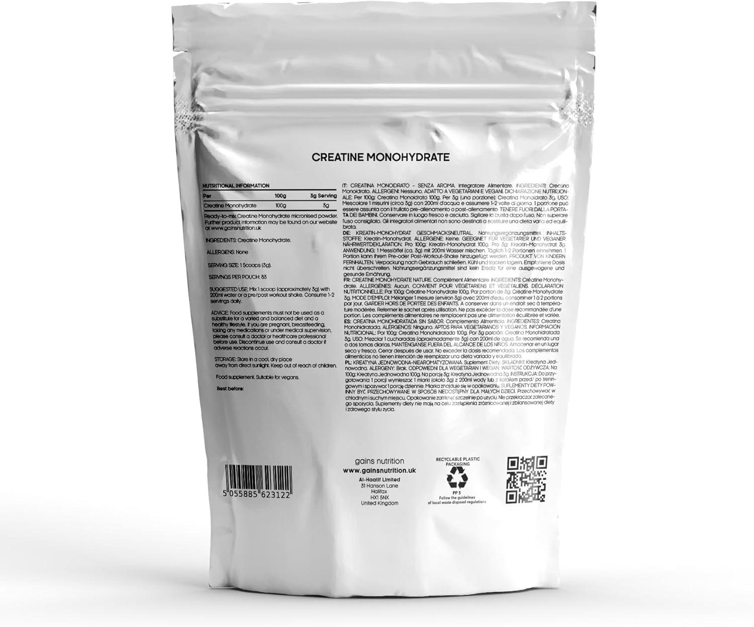 image:imageGN Poudre de Creatine 1kg Poudre de Monohydrate de Cratine Haute Teneur 3 g de Cratine par Portion Monohydrate de Creatine sans Saveur et sans Agent de Charge Sans OGM Sans Gluten250 grams 50 Servings