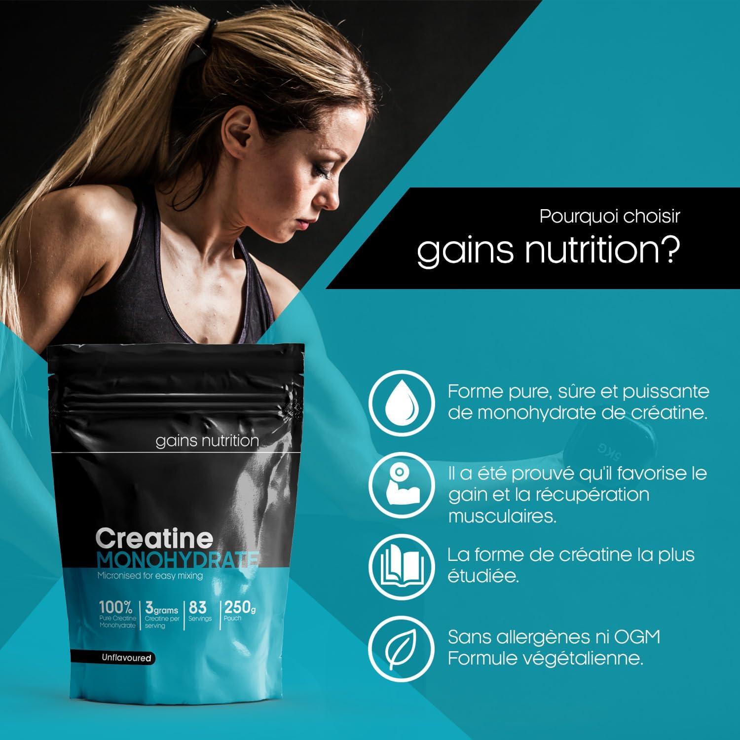 image:imageGN Poudre de Creatine 1kg Poudre de Monohydrate de Cratine Haute Teneur 3 g de Cratine par Portion Monohydrate de Creatine sans Saveur et sans Agent de Charge Sans OGM Sans Gluten250 grams 50 Servings