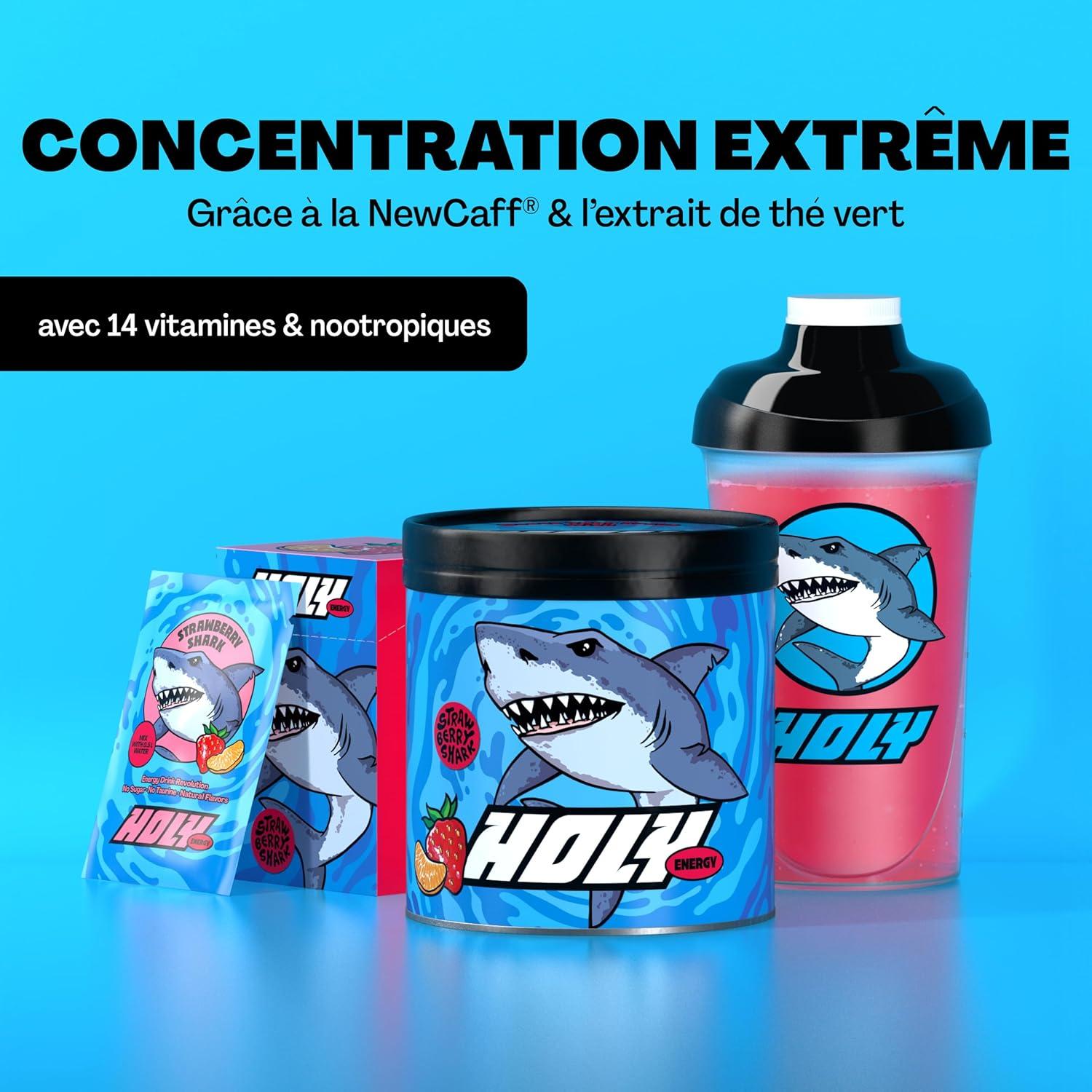 image:imageHOLY Energy Gaming Booster Gorillas Grape avec got de raisin vert en poudre 50 portions avec NewCaff amp extrait de th vert Focus Drink Vegan avec armes de fruits 100 naturelsStrawberry Shark
