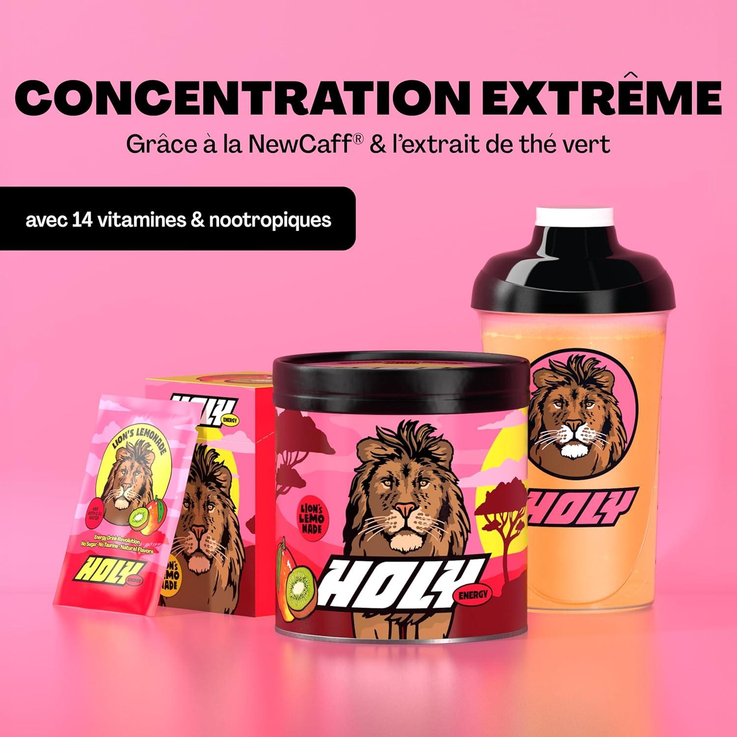 image:imageHOLY Energy Gaming Booster Gorillas Grape avec got de raisin vert en poudre 50 portions avec NewCaff amp extrait de th vert Focus Drink Vegan avec armes de fruits 100 naturelsLions Lemonade