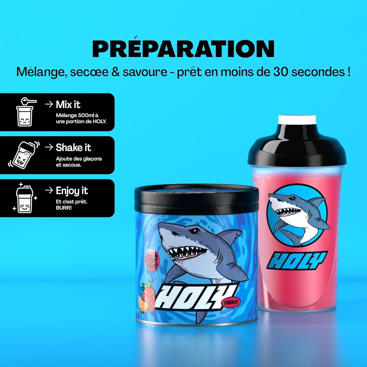 image:imageHOLY Energy Gaming Booster Gorillas Grape avec got de raisin vert en poudre 50 portions avec NewCaff amp extrait de th vert Focus Drink Vegan avec armes de fruits 100 naturelsStrawberry Shark