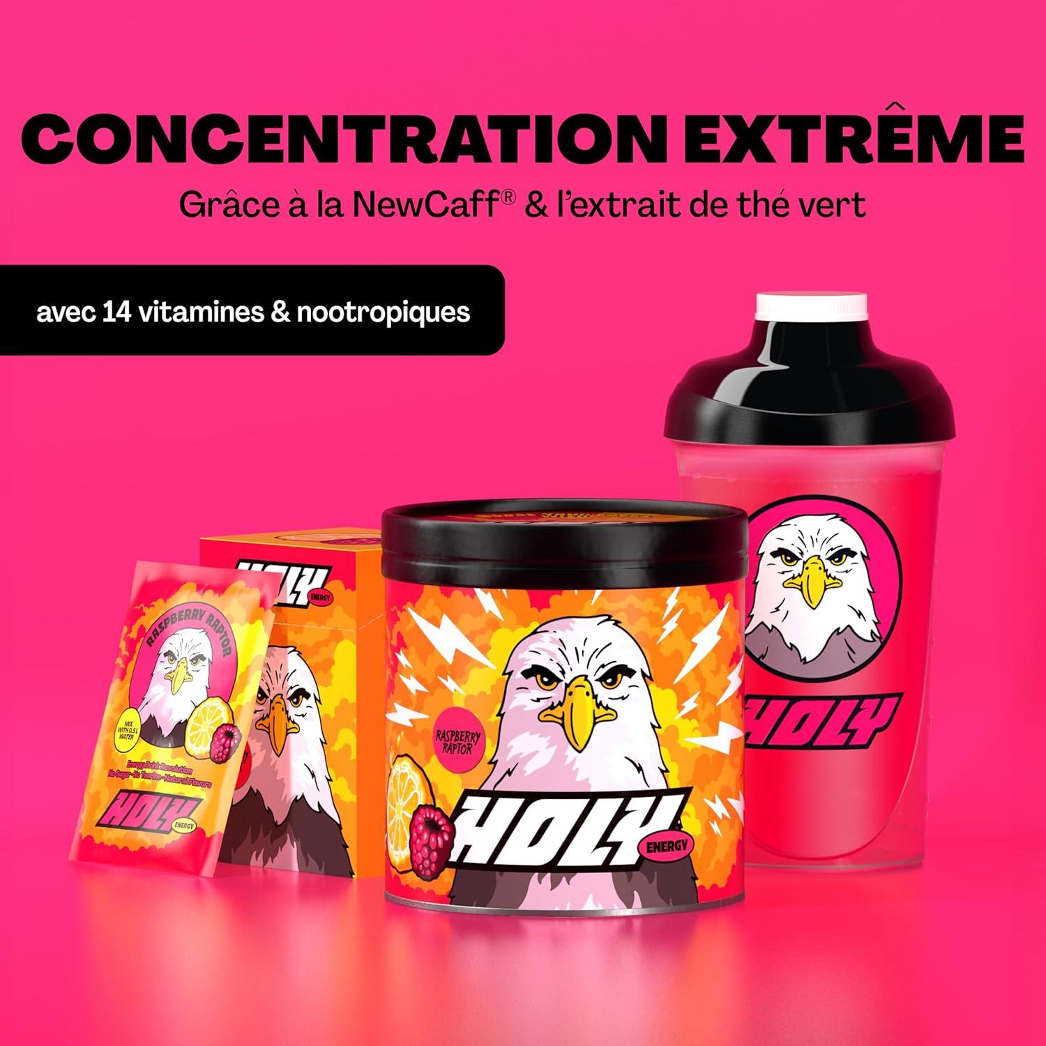 image:imageHOLY Energy Gaming Booster Gorillas Grape avec got de raisin vert en poudre 50 portions avec NewCaff amp extrait de th vert Focus Drink Vegan avec armes de fruits 100 naturelsRaspberry Raptor